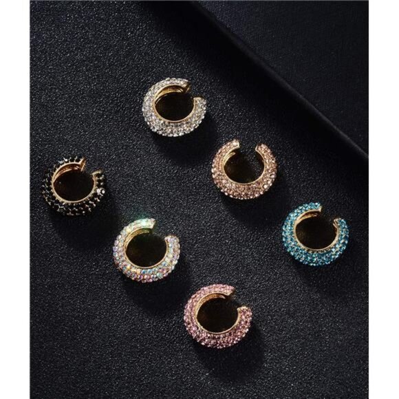 6pc CZ Ear Cuff Set • Non-Pierced • Clip-On Huggies - Picture 3 of 5